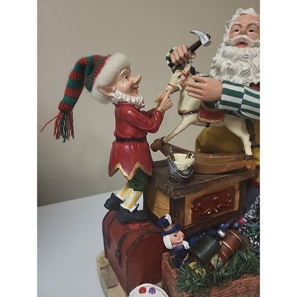 Holiday: Kirkland Fabric Mache Santa Claus 12” Workshop Christmas Scene Figure  - Picture 5 of 12